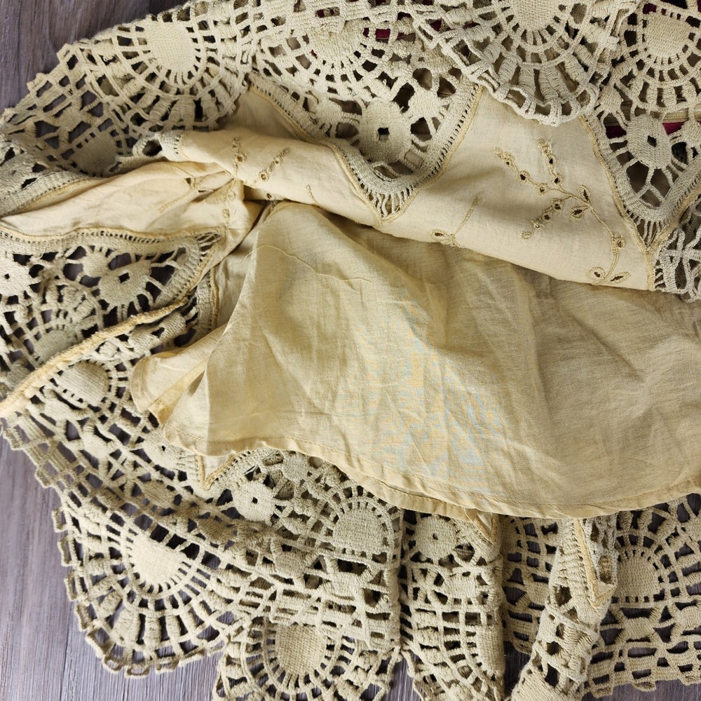 Anthropologie Mustard Yellow Boho Strapless Midi Dress Crochet Lace Eyelet Sz 8 - Picture 8 of 13